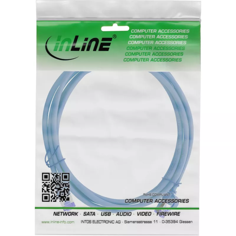 Netzwerkkabel InLine® Patchkabel schlank 74914B RJ45 Cat.6A 1,5 m Blau