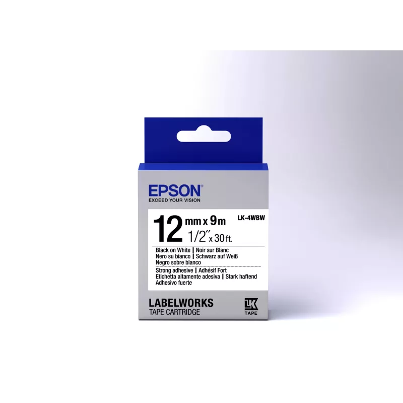 Epson Label Cartridge Strong Adhesive LK-4WBW Schwarz/Weiß 12mm (9m)