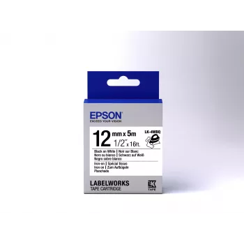 Epson Label Cartridge Iron on LK-4WBQ Schwarz/Weiß 12mm (5m)