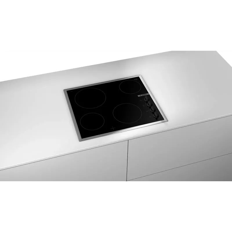 Bosch Serie 2 PKE645CA2E Kochfeld Schwarz, Edelstahl Einbau 60 cm Cerankochfeld 4 Zone(n)