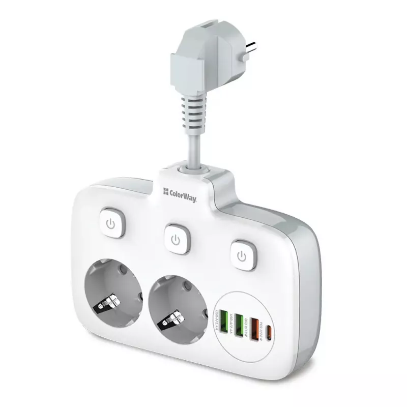 Wandsteckdose ColorWay CW-CHE24PDW mit integrierter 24W USB-C Power Delivery Steckdose
