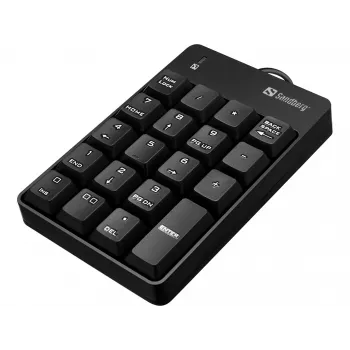 Sandberg USB Kabelgebundenes numerisches Tastenfeld, USB, 19, Laptop/PC, 1,5 m, Schwarz