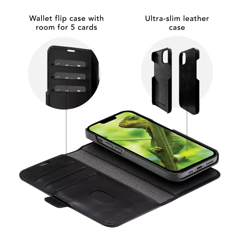 Wallet Case dbramante1928 Lynge für iPhone 12 mini 5,4 Zoll – Schwarz, 3 Kartenfächer