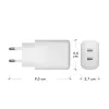 Wandladegerät d bramante re-charge Pro — 2× USB-C 25W, 110–240V, Weiß