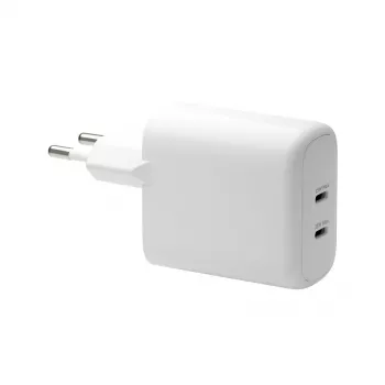 Wandladegerät d bramante re-charge Pro — 2× USB-C 25W, 110–240V, Weiß