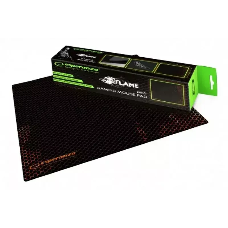 Mauspad ESPERANZA EGP101R — Gaming-Polyester, Größe S 250×200×2 mm, rutschfeste Basis, orange gemusterte Oberfläche