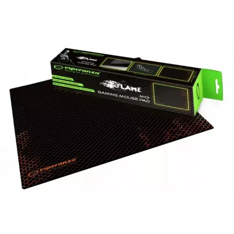Mauspad ESPERANZA EGP101R — Gaming-Polyester, Größe S 250×200×2 mm, rutschfeste Basis, orange gemusterte Oberfläche