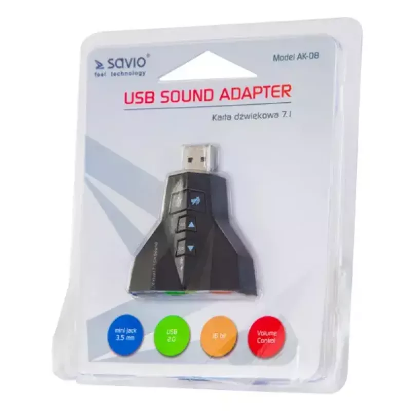Soundkarte Savio AK-08 USB 2.0 7.1 Schnittstelle