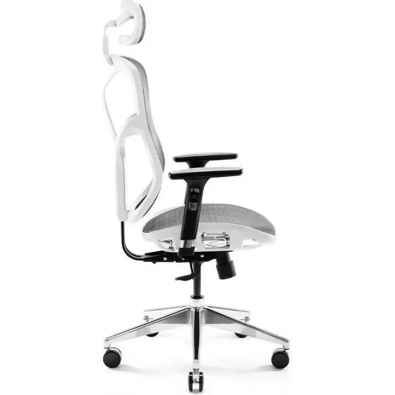 Ergonomischer Bürostuhl Diablo Chairs V-Basic Weiß-Grau – verstellbare Höhe und Neigung, Armlehnen, Lendenwirbelstütze