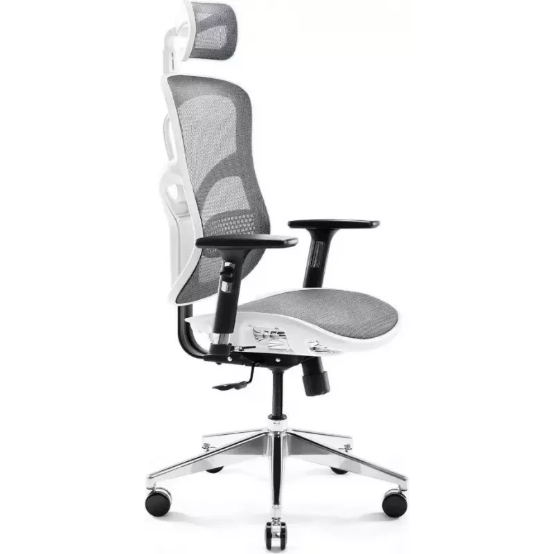 Ergonomischer Bürostuhl Diablo Chairs V-Basic Weiß-Grau – verstellbare Höhe und Neigung, Armlehnen, Lendenwirbelstütze