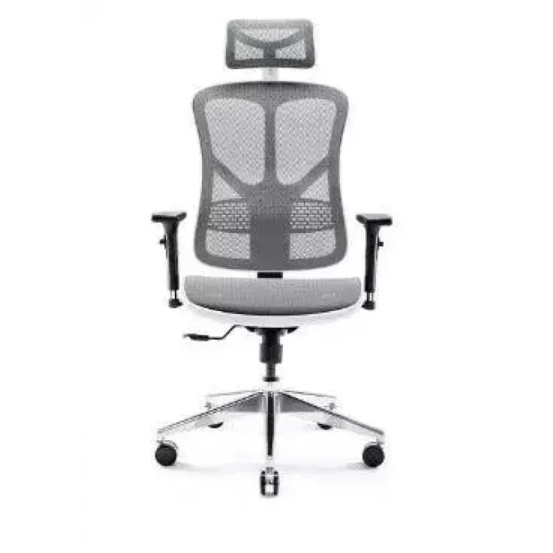 Ergonomischer Bürostuhl Diablo Chairs V-Basic Weiß-Grau – verstellbare Höhe und Neigung, Armlehnen, Lendenwirbelstütze
