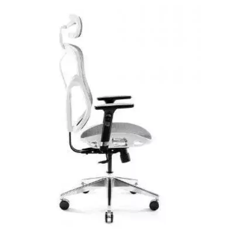 Ergonomischer Bürostuhl Diablo Chairs V-Basic Weiß-Grau – verstellbare Höhe und Neigung, Armlehnen, Lendenwirbelstütze