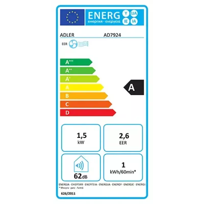 Adler AD 7924 tragbare Klimaanlage 63 dB Weiß