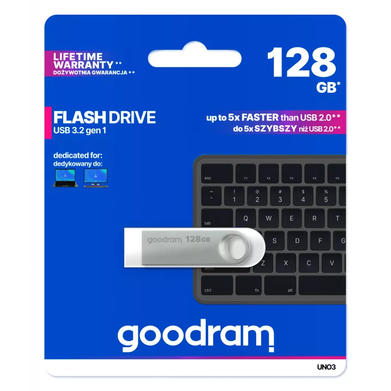 Goodram USB UNO3-1280S0R11 USB-Stick 128 GB USB Type-A 3.2 Gen 1 (3.1 Gen 1) Silber