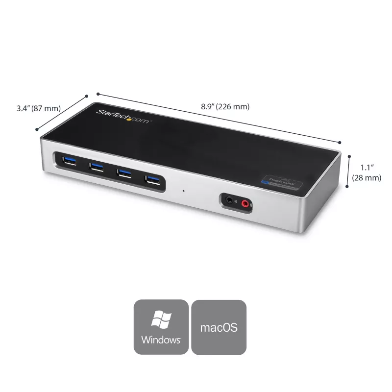 StarTech.com USB-C & USB-A Dock - Dual-Monitor 4K 60Hz Dock DisplayPort + HDMI - Hybride USB 3.0 Dockingstation für USB-C- oder USB-A-Laptops - 6x USB Typ-A, GbE - USB 3.1 Gen 1 - Mac/Windows