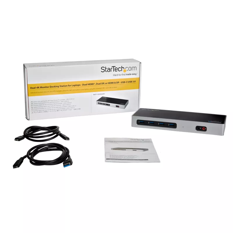 StarTech.com USB-C & USB-A Dock - Dual-Monitor 4K 60Hz Dock DisplayPort + HDMI - Hybride USB 3.0 Dockingstation für USB-C- oder USB-A-Laptops - 6x USB Typ-A, GbE - USB 3.1 Gen 1 - Mac/Windows