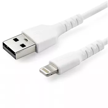 StarTech.com 3 Fuß (1m) Robustes weißes USB-A-auf-Lightning-Kabel – Schwerlast-Rugged-Aramidfaser-USB-Typ-A-auf-Lightning-Lade-/Sync-Netzkabel – Apple MFi-zertifiziert iPad/iPhone 12