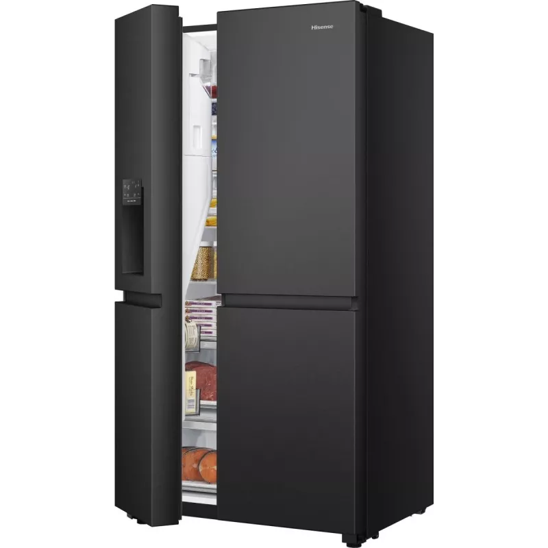 Hisense RS818N4TFC Side-by-Side-Kühlschrank Freistehend 632 L Schwarz, Edelstahl