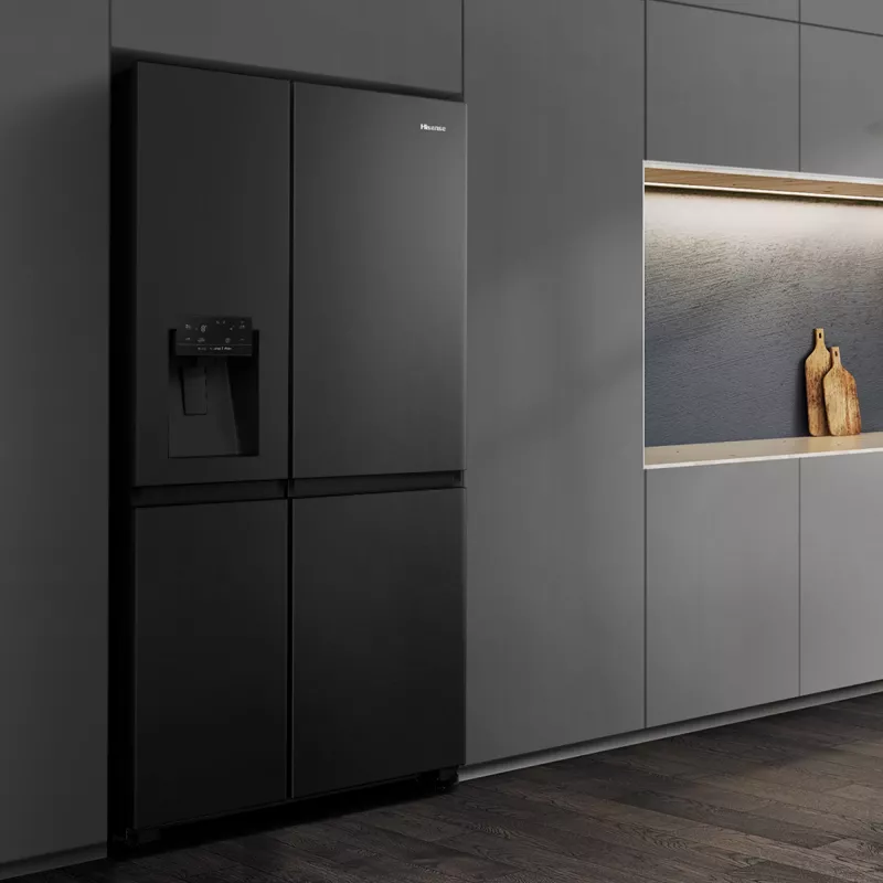 Hisense RS818N4TFC Side-by-Side-Kühlschrank Freistehend 632 L Schwarz, Edelstahl