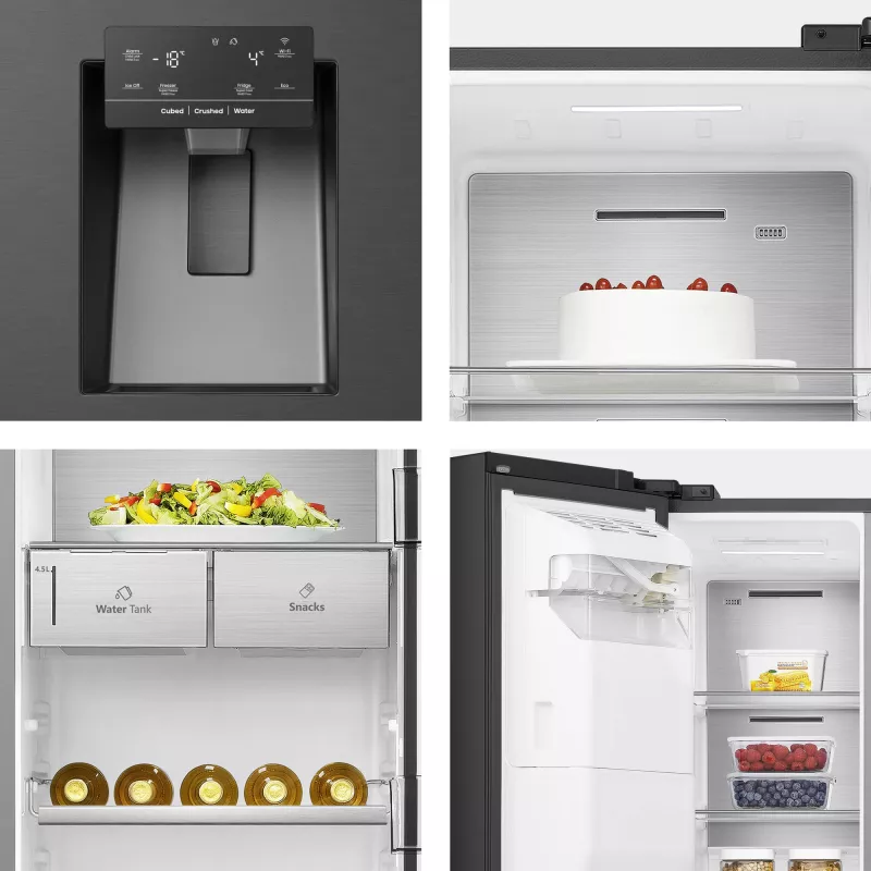 Hisense RS818N4TFC Side-by-Side-Kühlschrank Freistehend 632 L Schwarz, Edelstahl