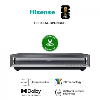 Hisense PX3 Projektionsfernseher Ultra-Kurzdistanz-Projektor 2800 ANSI Lumen UHD 4K (3840x2160) Schwarz, Dunkelgrau