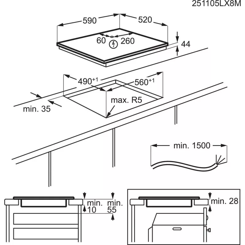 Electrolux Serie 600 EIV63443CT Schwarz Einbau 60 cm Zonen-Induktionskochfeld 4 Zone(n)