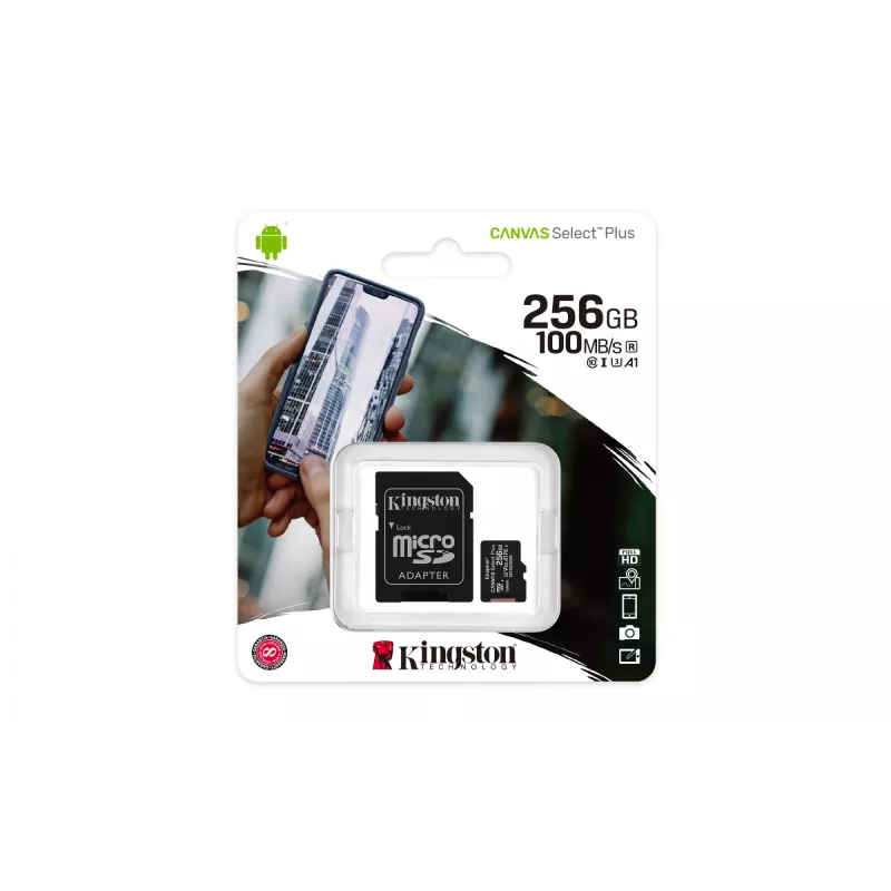 Kingston Technology Canvas Select 256GB micSDXC Plus 100R A1 C10 Karte + Adapter