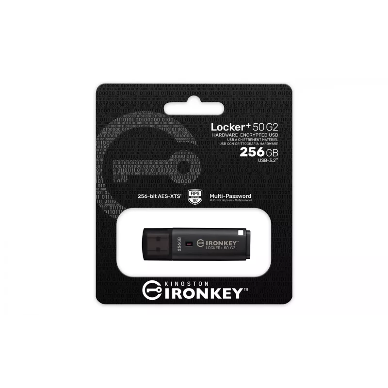 USB Flash Drive KINGSTON IronKey Locker Plus 50 G2 256 GB, USB Typ-A, USB 3.2 Gen 1, AES-256, FIPS 197