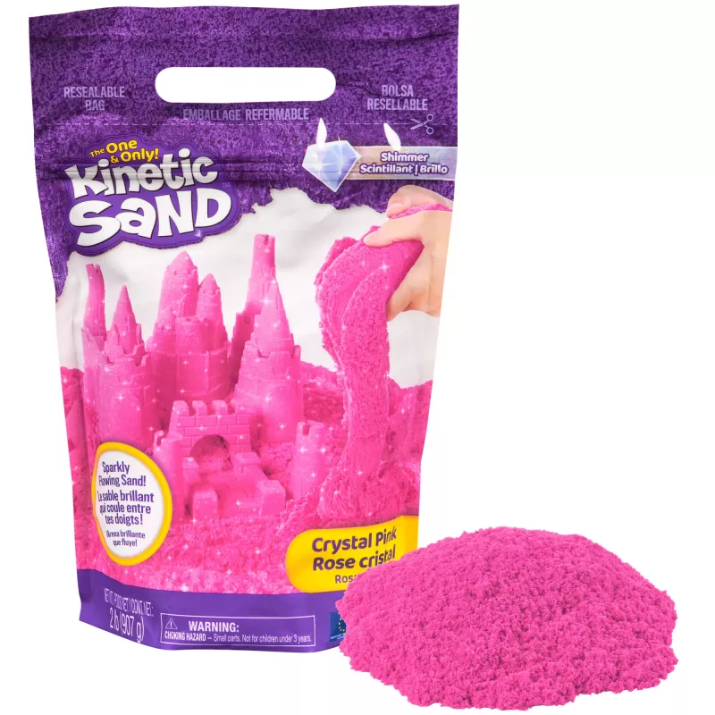 Kinetic Sand, 2 lbs Crystal Pink Glitzer Spielsand (Verpackung kann variieren), formbarer sensorischer Sand für Kinder ab 3 Jahren