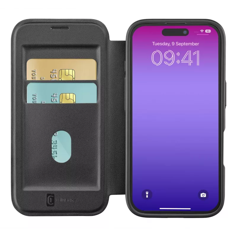 Cellularline Daily Mag - iPhone 17 Pro Max Buchhülle mit halbtransparentem Hartrücken kompatibel mit Magsafe®-Ökosystem