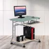 Techly Kompakter PC-Tisch aus Metall und Glas mit Rollen ICA-TB 3791A