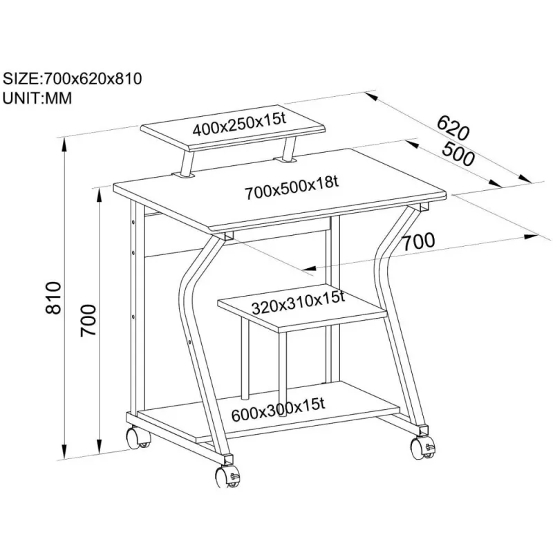 Techly Kompakter Computertisch ICA-TB 218