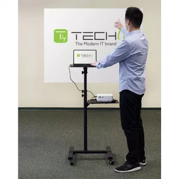 Techly ICA-TB TPM-10 höhenverstellbarer Projektor- und Notebook-Wagen mit Ablage, Schwarz