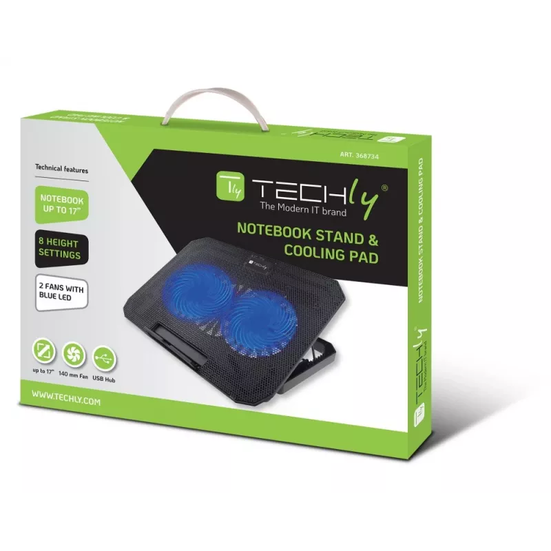 Techly ICOOL-CP11TY Laptop-Ständer Schwarz 43,2 cm (17 Zoll)