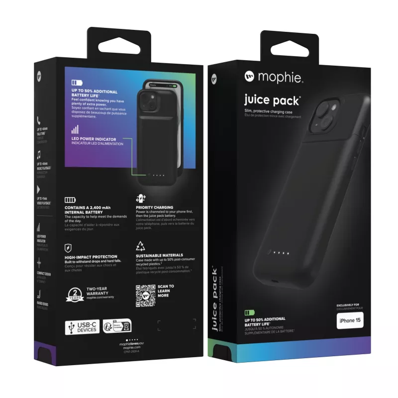 mophie Juice Packung Handyhülle 15,5 cm (6,1 Zoll) Cover Schwarz