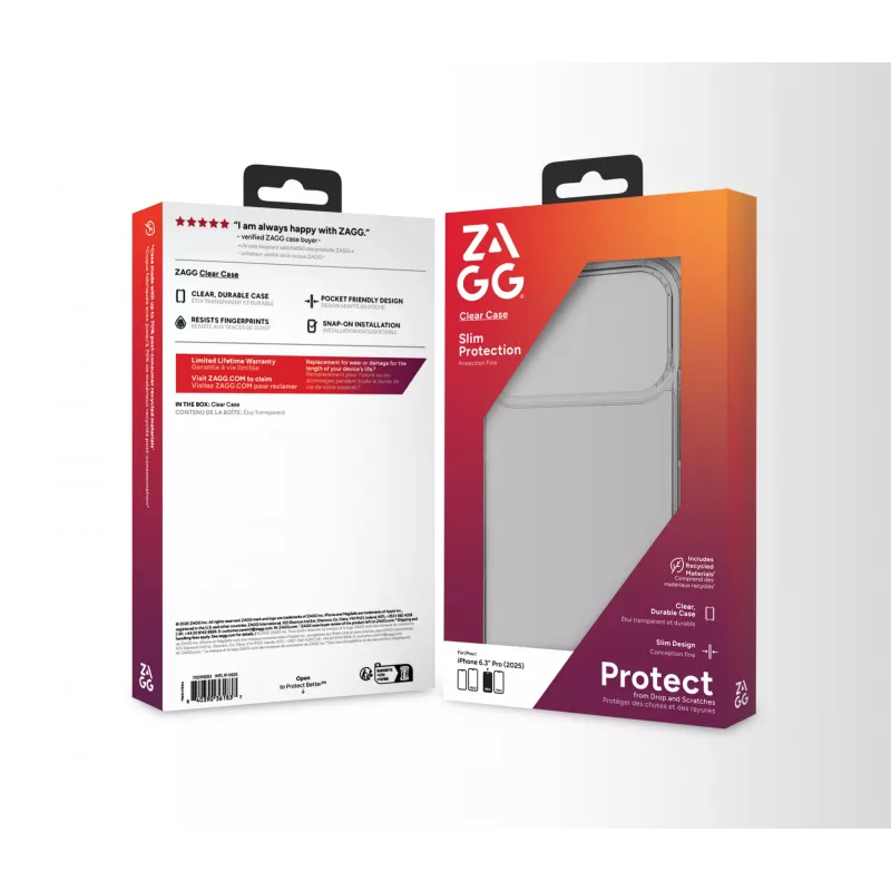 ZAGG Clear Case Für Apple iPhone 17 Pro, Cover, Apple, iPhone 17 Pro, 16 cm (6.3 Zoll), Transparent