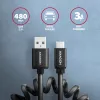 Axagon Daten- und Ladekabel USB 2.0 Länge 1,1 m. 3A. Schwarz gewendelt. USB-Kabel USB A USB C