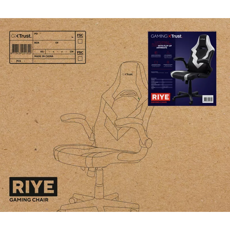 Universal-Gaming-Stuhl Trust GXT 703W RIYE Schwarz Weiß 140 kg