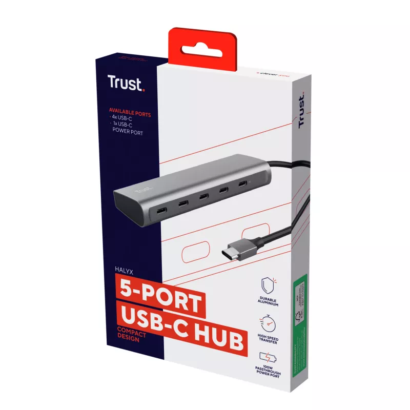 Trust Halyx USB 3.2 Gen 1 (3.1 Gen 1) Typ-C Silber
