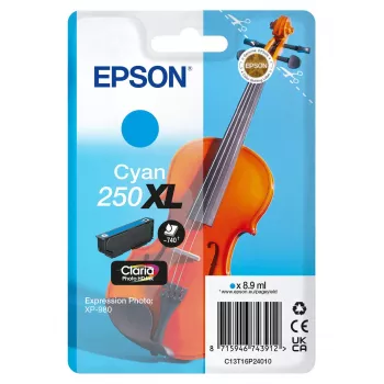 Epson 250XL Violin Claria Photo HD hohe (XL) Reichweite Cyan Original Tintenpatrone, 1 Stk., 8.9 ml