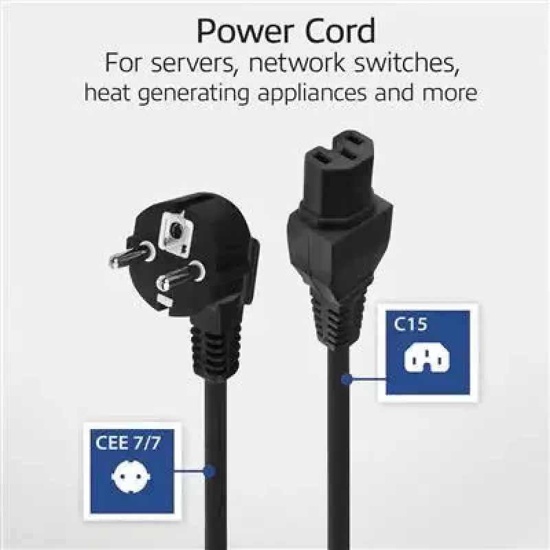 ACT Netzkabel CEE 7/7 Stecker (gewinkelt) – C15 schwarz 1 m