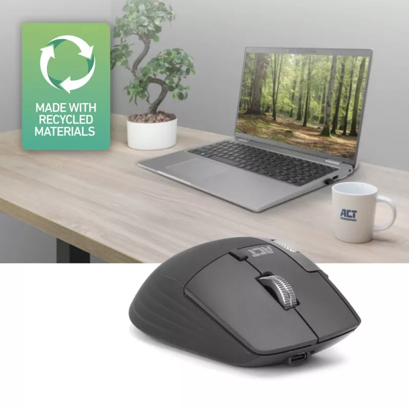 ACT AC5147 kabellose Maus, Bluetooth/USB, Silent Click, 4800 DPI, grau