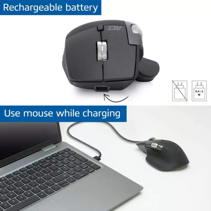 ACT AC5147 kabellose Maus, Bluetooth/USB, Silent Click, 4800 DPI, grau