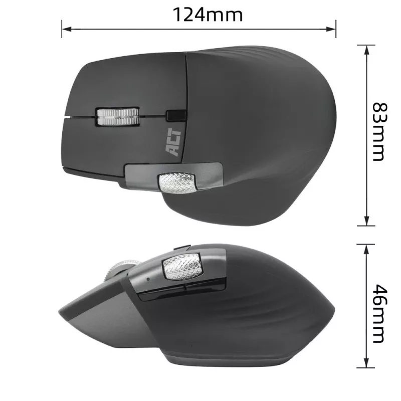 ACT AC5147 kabellose Maus, Bluetooth/USB, Silent Click, 4800 DPI, grau