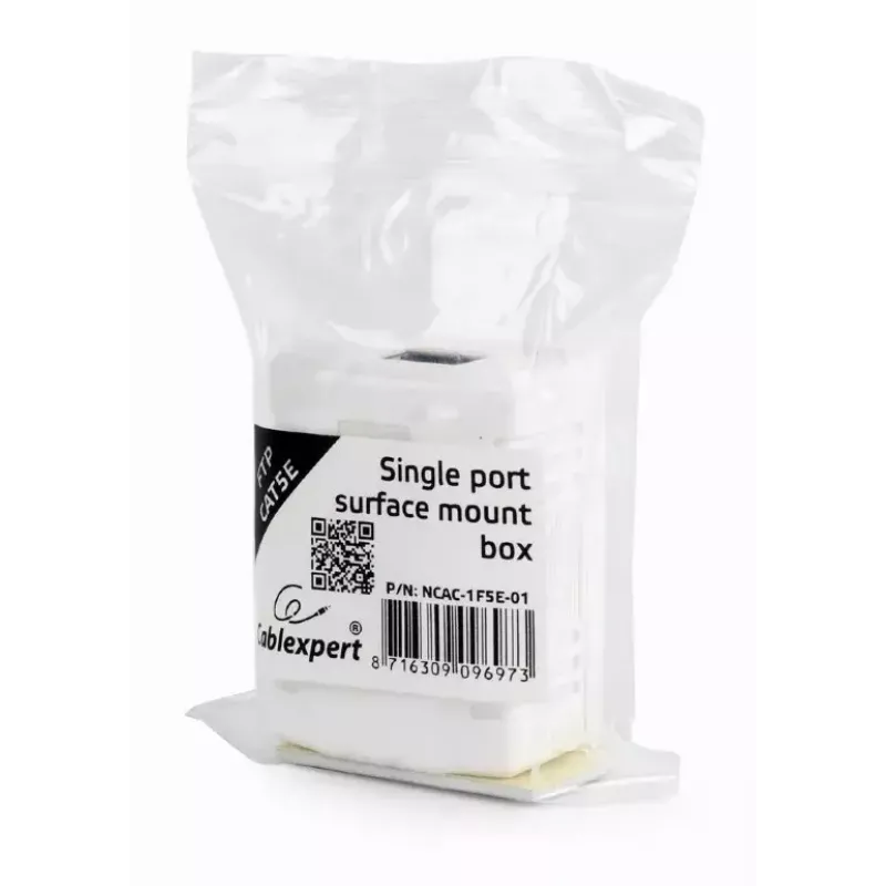 Gembird NCAC-1F5E-01 geschirmte Aufputz-Netzwerkdose, 1x RJ45 Cat5e, Weiß