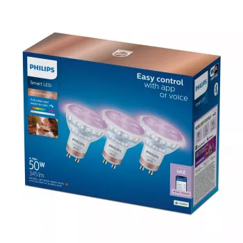 WiZ Philips Smart WiFi Spot PAR16 RGB GU10, 3er-Pack, Full Colour