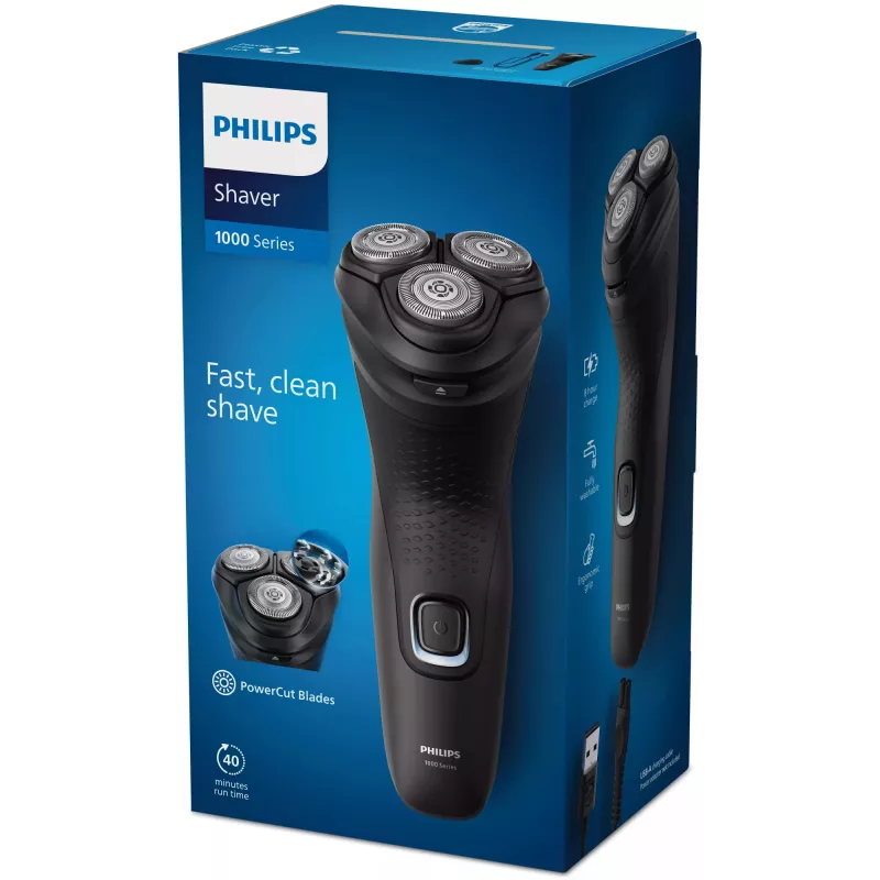 Philips Shaver 1000 Series S1141/00 Trockenrasierer Rotationsrasierer Schwarz