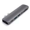 Satechi Laptop-Dock/Port-Replikator ST-CMBPM — USB 3.2 Gen 1 Typ-C-Host, HDMI, USB-A, SD/MicroSD, Grau