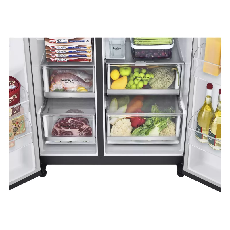 LG InstaView GSGV81EPLL Side-by-Side-Kühlschrank freistehend 635 L Schwarz