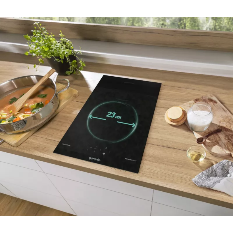 Gorenje Induktionskochfeld GI3201BC, Schwarz, Einbau, 30 cm, Zonen-Induktionskochfeld, Glaskeramik, 2 Zone(n)